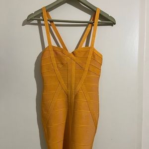 Herve Leger Bandage Dress Mustard Yellow NWT